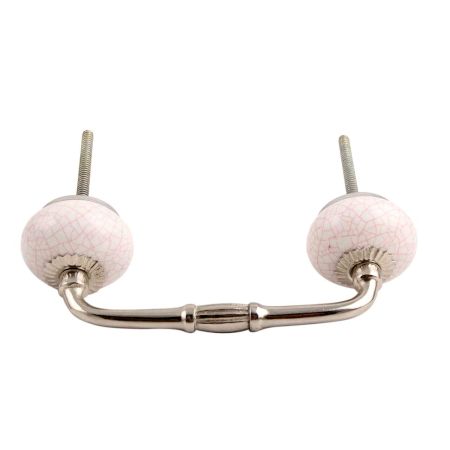 White and Pink Crackle Ceramic Bridge Handle
